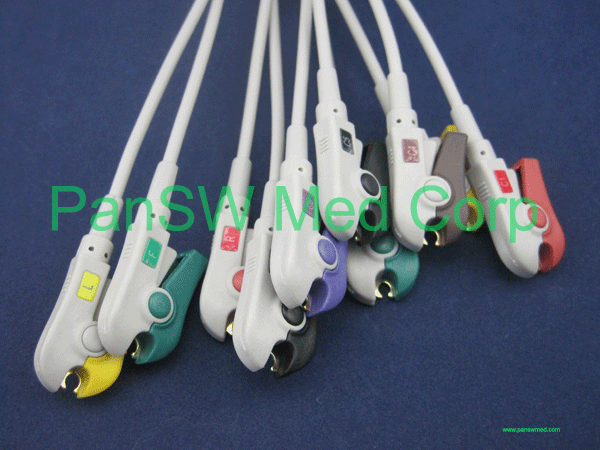 10 leads ECG cable clip type, IEC color