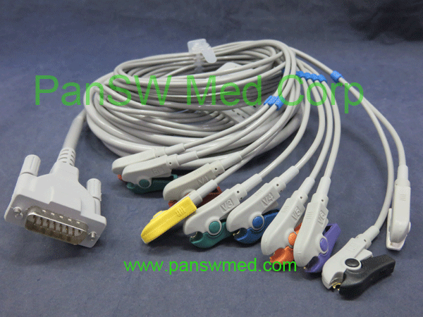 ten leads ECG cable for Schiller AHA clip