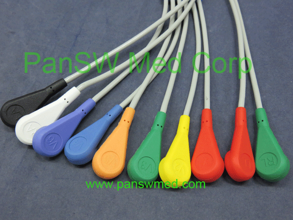 schiller ten leads ECG cable AHA snap
