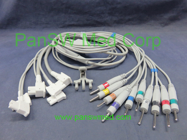 ten leads ECG cable AHA color DIN3.0