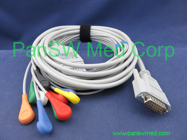 nihon kohden ekg cable ten leads, snap type, aha color
