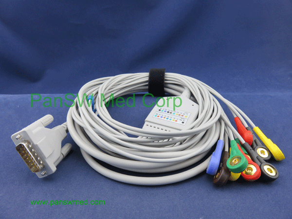 Schiller ten leads ECG cable snap IEC color