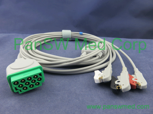 compatible ECG cable for GE medical, AHA color, clip