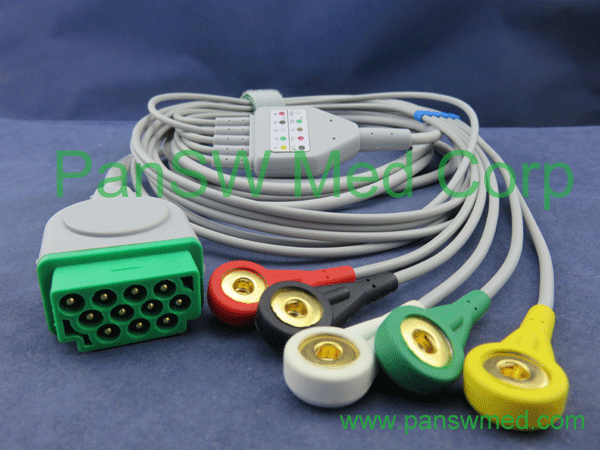 GE medical ECG cable snap IEC 5 leads