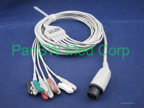 compatible Mindray ECG cable 5 leads, AHA color, clip 