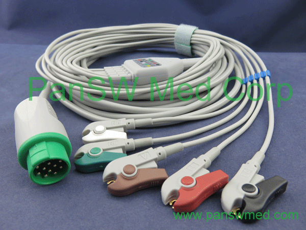 compatible fukuda 7100 ecg cable 5 leads
