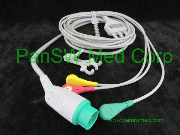compatible ECG cable for boztron 3 leads IEC color snap