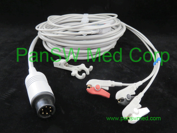 comaptible Mindray ECG cable integrated cable 3 leads AHA color, clip