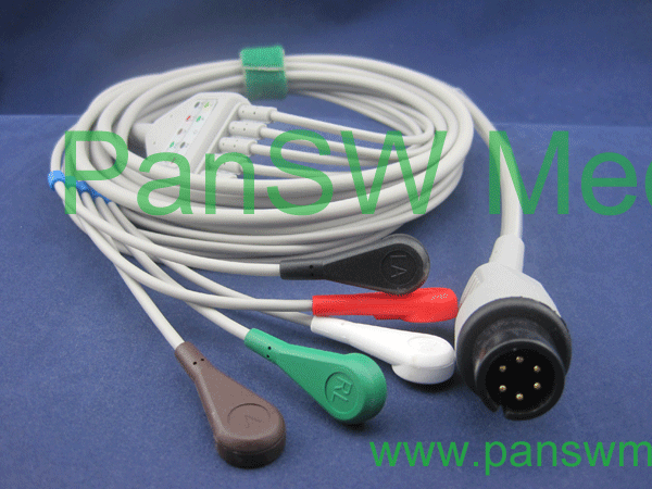 compatible Mindray ecg cable 5 leads AHA snap