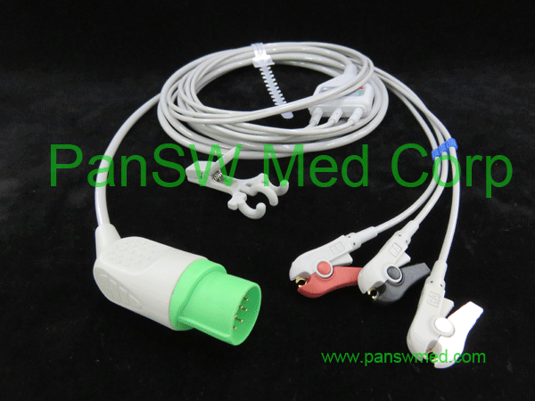 compatible ECG cable for Nihon Kohden AHA color clip