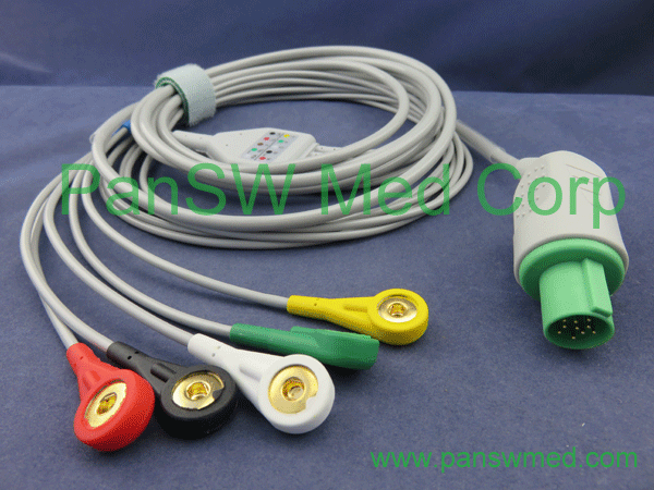 GE Hellige ECG cable IEC snap
