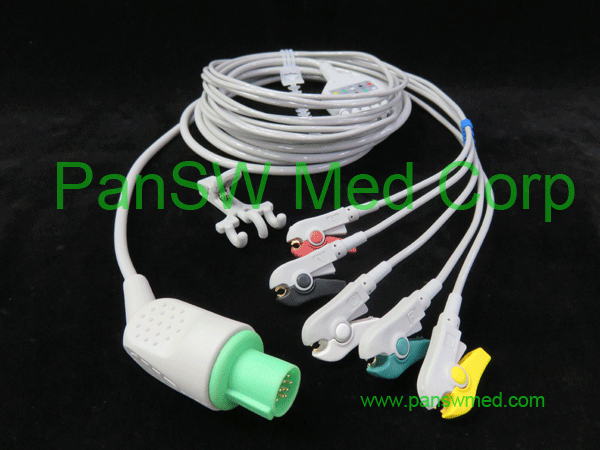 compatible ecg cable for GE Hellige IEC color clip