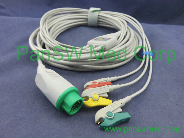 compatible mindray ECG cable 3 leads IEC color clips integrated cable for Mindray imec beneveiw...