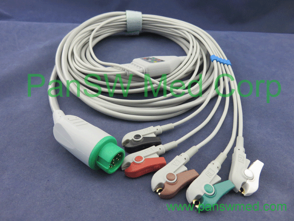 compatible mindray ecg cable 5 leads, AHA color clip