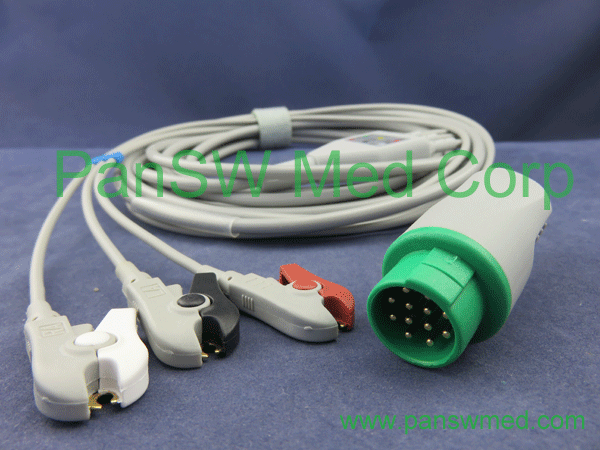 compatible Schiller ECG cable 3 leads AHA clip