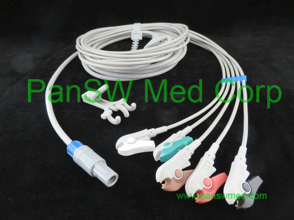 compatible Schiller Innocare T ecg cable 5 leads, AHA color, snap