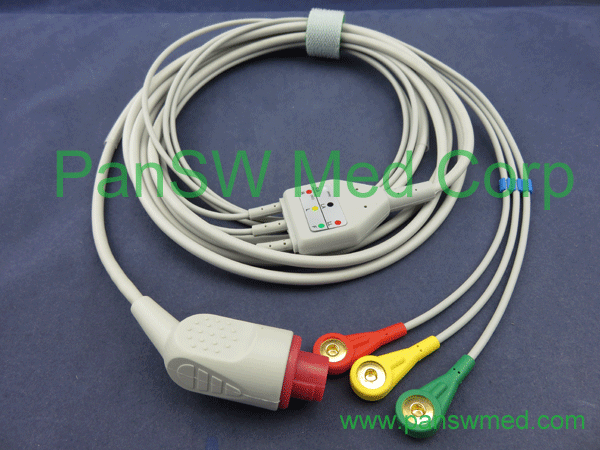 compatible ECG cable for Bionet 3 leads IEC snap