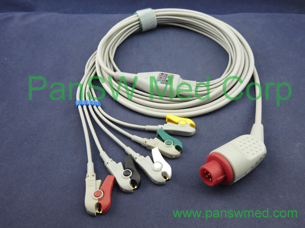 bionet ecg cable for BM3 five leads, IEC color, clip