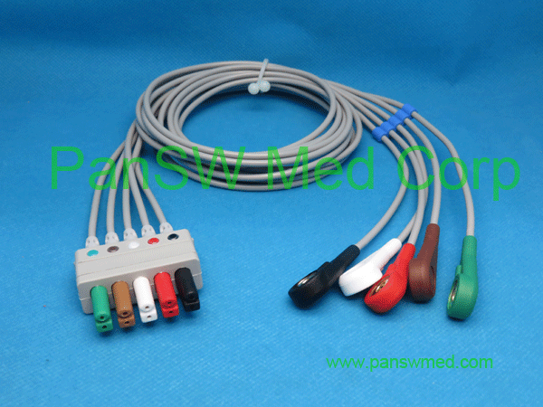 compatible ecg leads for siemens, drager, AHA color, snap