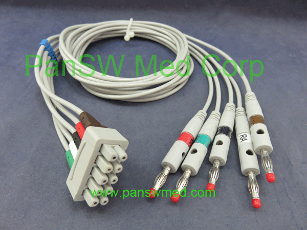 compatible ECG leads for GE Medical, AHA color, banana plug