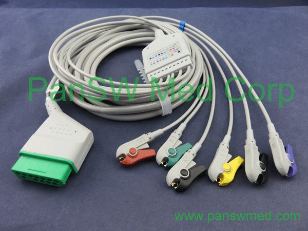 nihon kohden compatible 6 leads ecg cable integrated cable