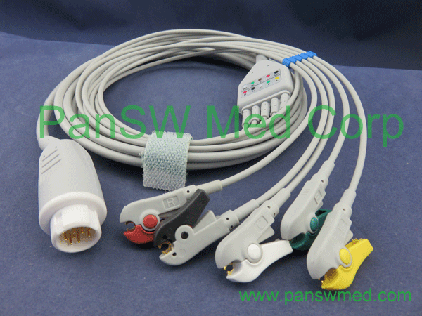 ECG cable for Philips 5 leads ECG cable IEC clip