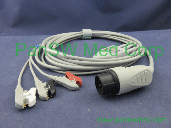 compatible nihon kohden ecg cable 3 leads AHA clip