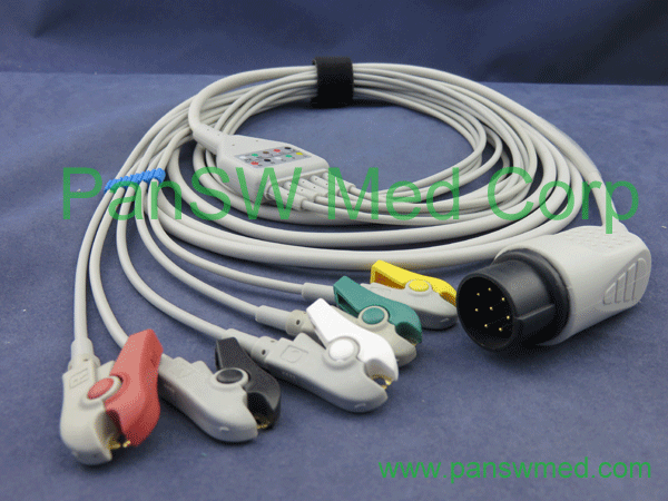 compatible TEC7100 ecg cable 5 leads IEC color clip