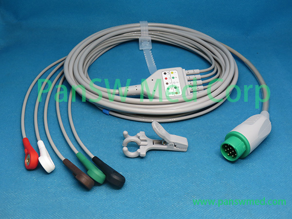 Compatible BLT Biolight M 7000 M 8000 ECG Cable 5leads AHA Snap – PanswMed