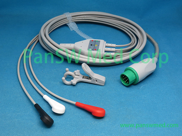 Compatible Biolight M 9500 ECG Cable 3leads AHA Snap – PanswMed