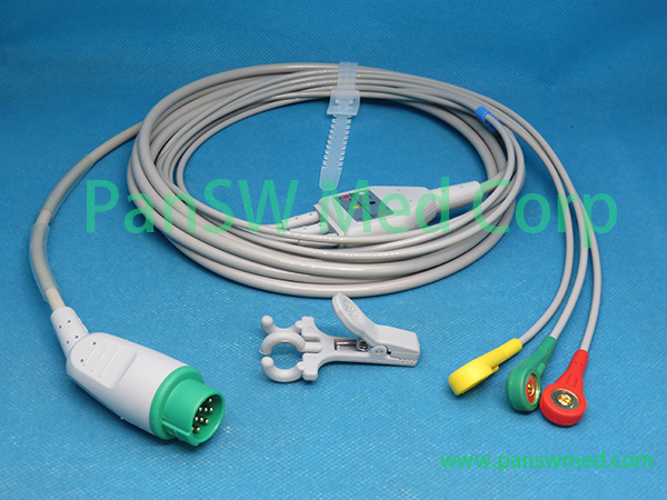 Compatible Biolight M 9500 ECG Cable 3leads IEC Snap – PanswMed
