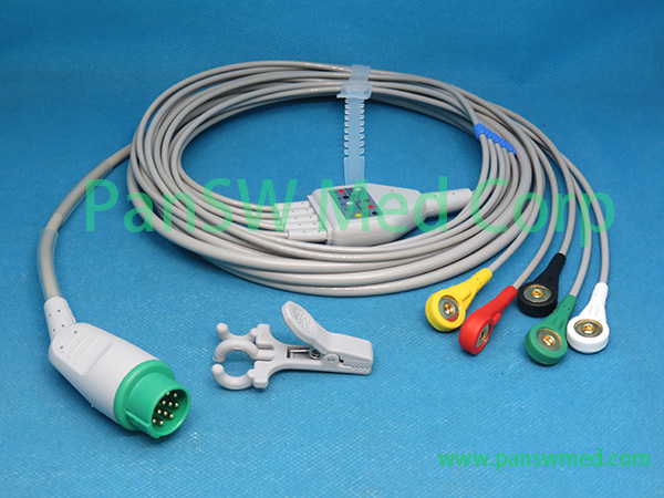 Compatible Biolight M 9500 ECG Cable 5leads IEC Snap – PanswMed