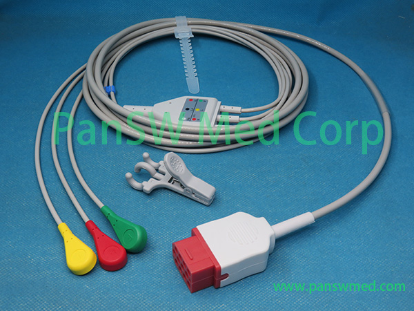 Compatible Bionet BM5 ECG Cable 3leads IEC Snap - PanswMed
