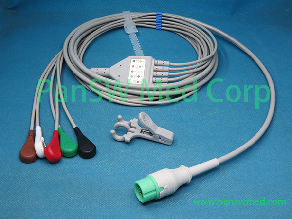 Compatible Denki Healthcare DK 15 ECG Cable AHA Snap 5 – PanswMed