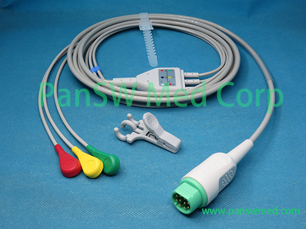 Compatible Siemens Sirecust ECG Cable 3leads IEC Snap – PanswMed