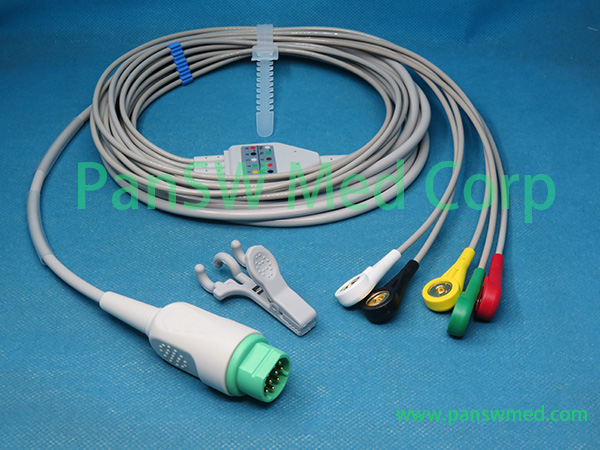 Compatible Siemens Sirecust ECG Cable 5leads IEC Snap – PanswMed