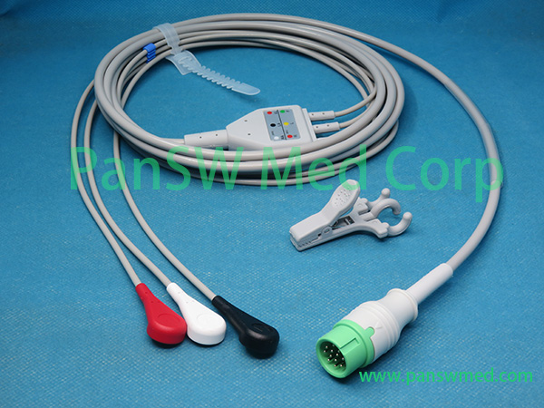 Compatible Biolight ECG Cable 15 0031 0004 Q 3leads AHA Snap – PanswMed